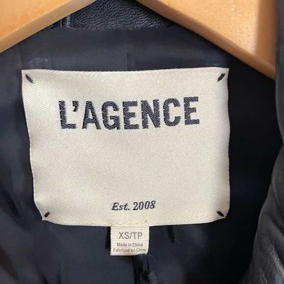 L’AGENCE Jacket black Leather studded Moto Biker Jacket NWT XS - Picture 5 of 12